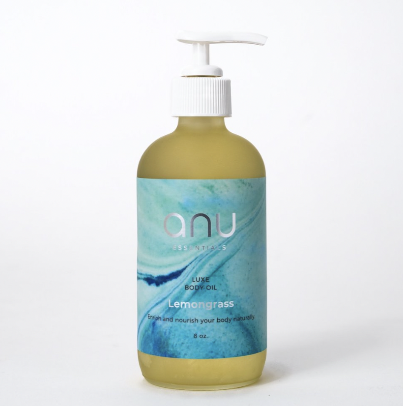 Bottle of Anu Essentials Lemongrass Luxe Body Oil
